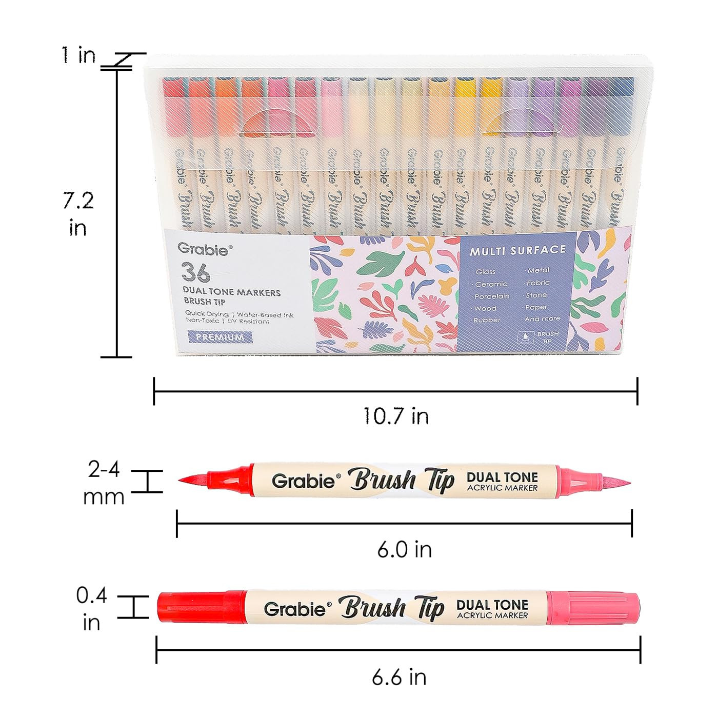 Grabie 72 Colors Acrylic Paint Markers, Soft Brush Tip Acrylic Markers Set, Water Based Acrylic M... | Amazon (US)