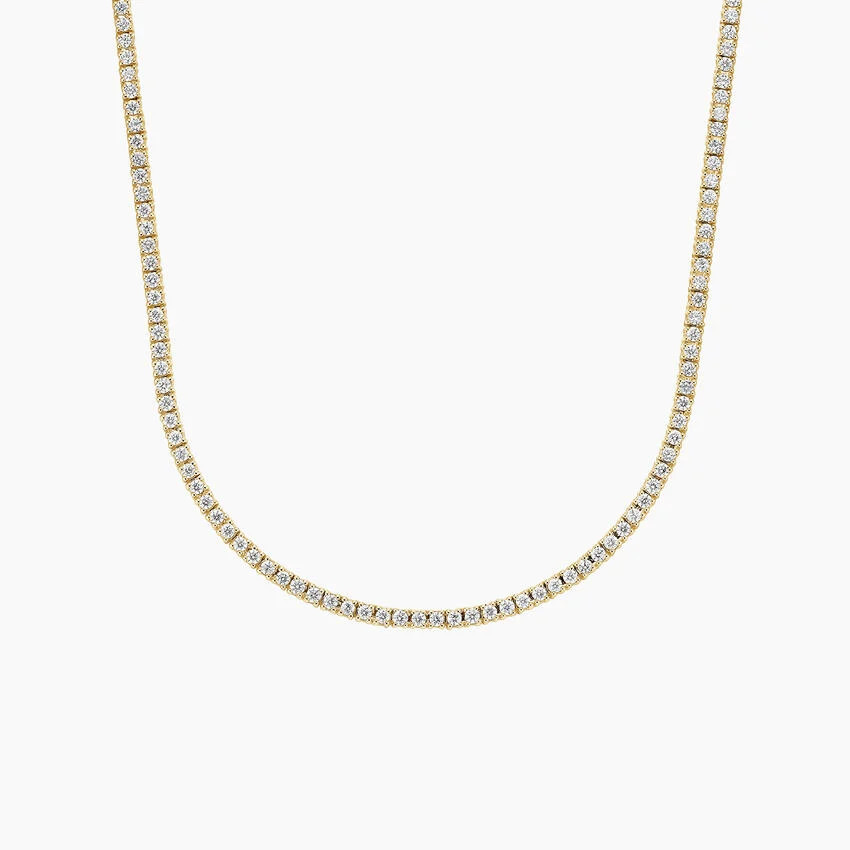 16 in. Perfect Four-Prong Diamond Tennis Necklace (3 ct. tw.) in 14K Yellow Gold | Brilliant Earth