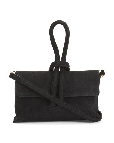 Made In Italy Suede Knot Pochette Shoulder Bag | TJ Maxx
