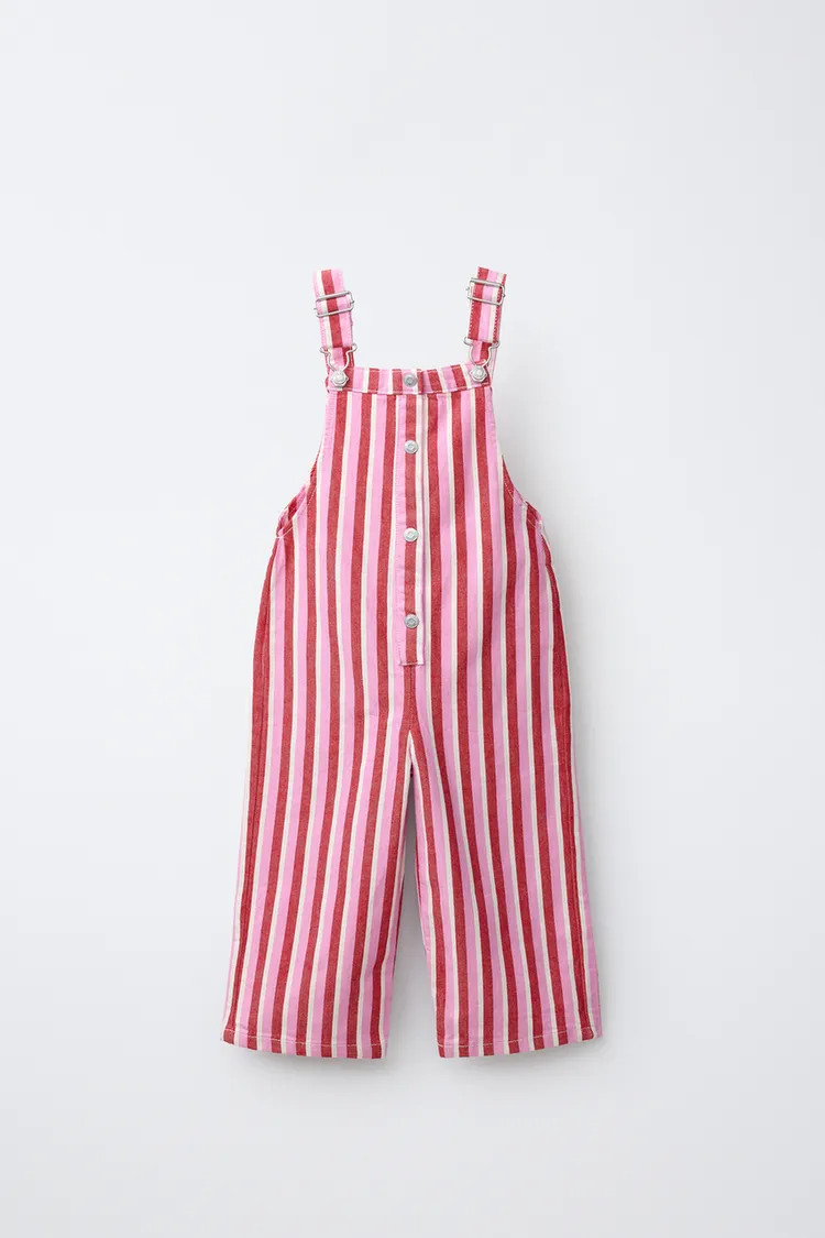 LONG STRIPED TWILL OVERALLS | Zara US