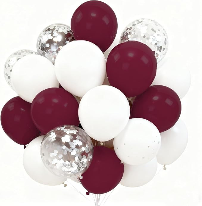 Graduation Decorations Maroon White 2026/Maroon Graduation Party Decorations/Burgundy Silver whit... | Amazon (US)