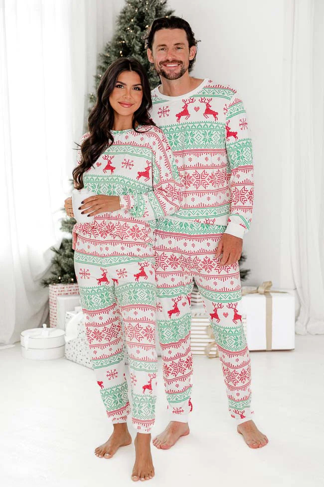 Sleigh All Day Red and Green Fair Isle Pajama Pant | Pink Lily