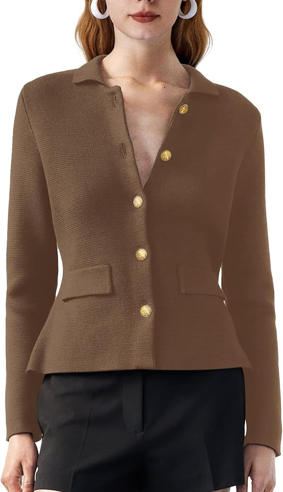 SuperPrity Cardigan Sweaters for Women Long Sleeve Lightweight Cropped Knit Blazer Button Jacket ... | Amazon (US)