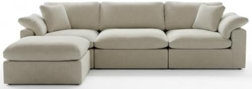 Modular Sectional Sofa Cloud Couch,Down Filled Comfy Cloud Modern Sofa,Light Beige Linen L Shape ... | Amazon (US)