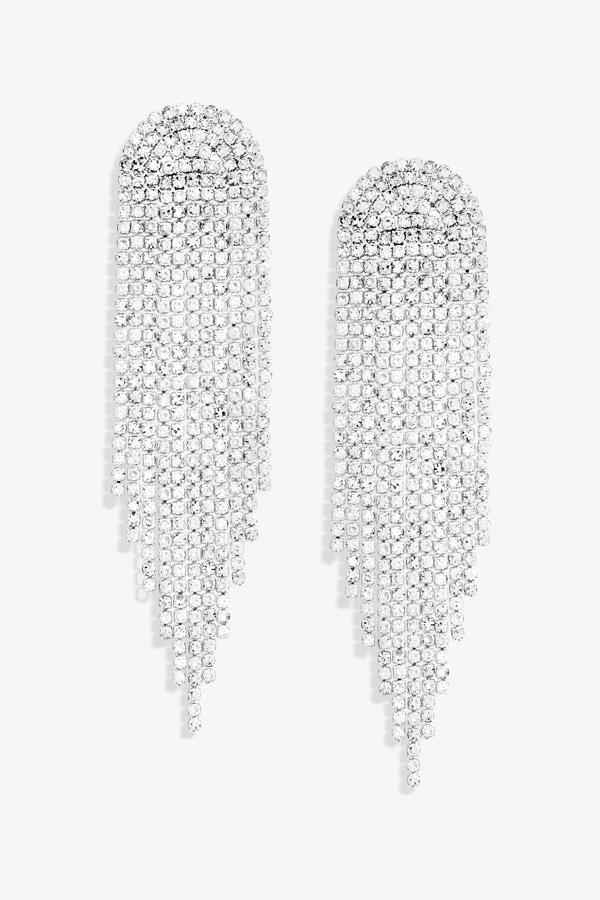 Jewellery | Silver Crystal Tassel Statement Drop Earrings | Mood | Debenhams UK
