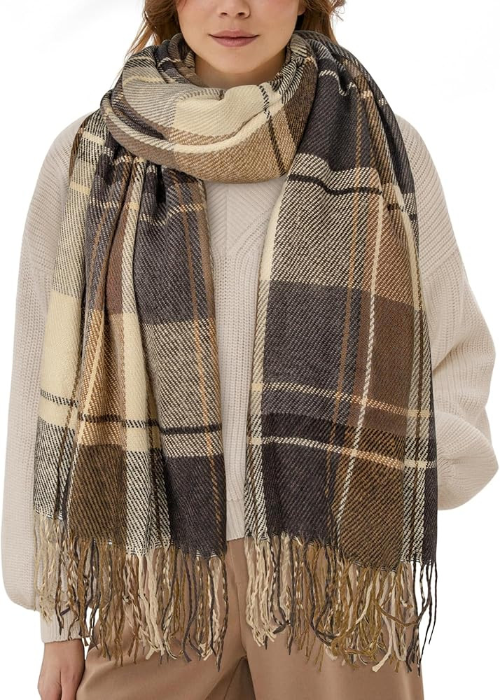 YSense Plaid Blanket Scarf Tartan Scarves Wrap Shawl | Amazon (US)