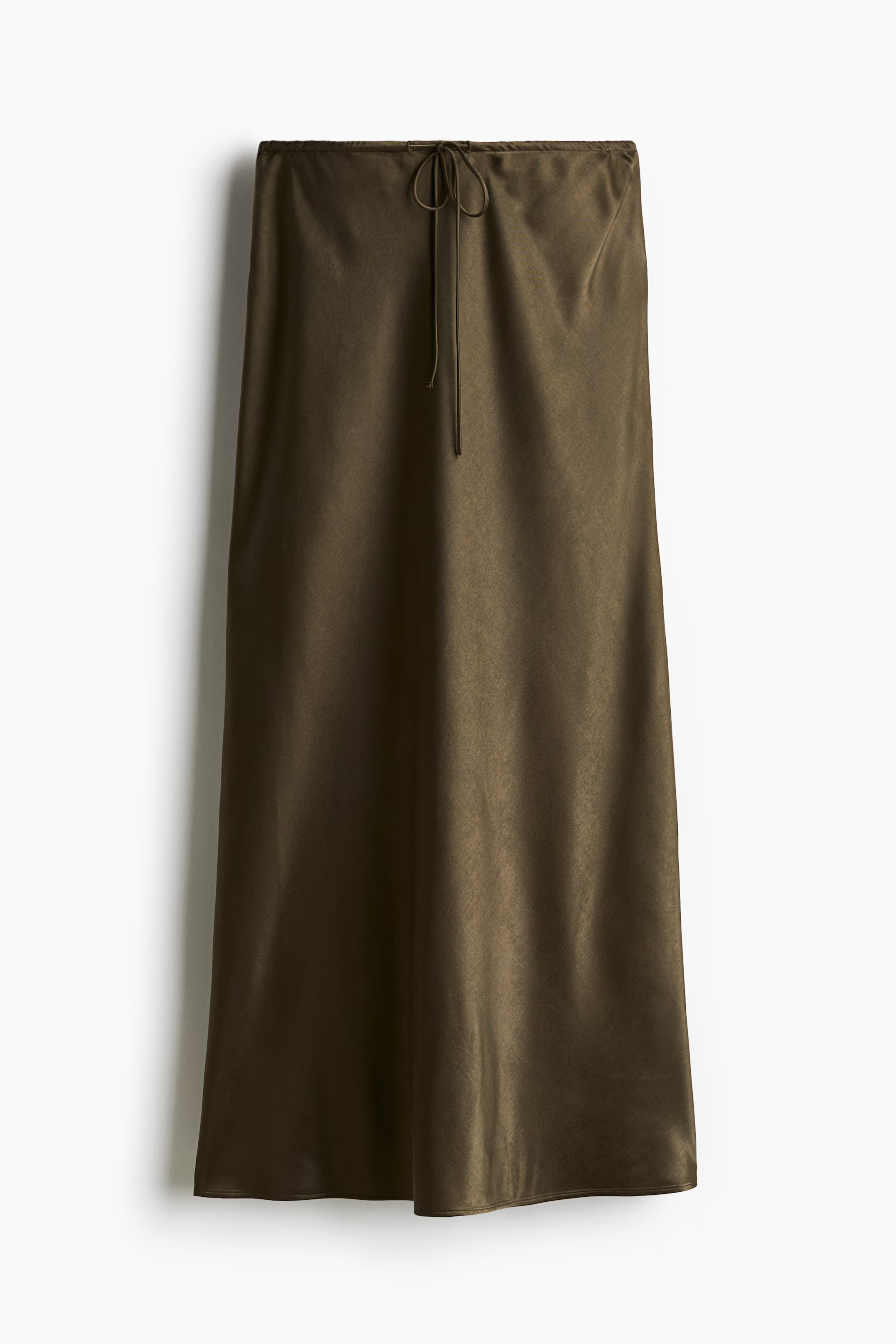 Satin drawstring skirt - Dark khaki green - Ladies | H&M GB | H&M (UK, MY, IN, SG, PH, TW, HK)