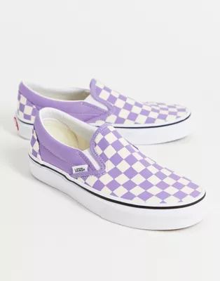 Vans Slip-On checkerboard trainers in lilac | ASOS | ASOS (Global)