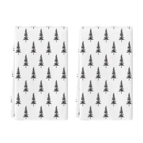 Artoid Mode Beige Xmas Tree Christmas Kitchen Towels Dish Towels, 18x26 Inch Holiday Winter Decoration Hand Towels Set of 2 | Amazon (US)