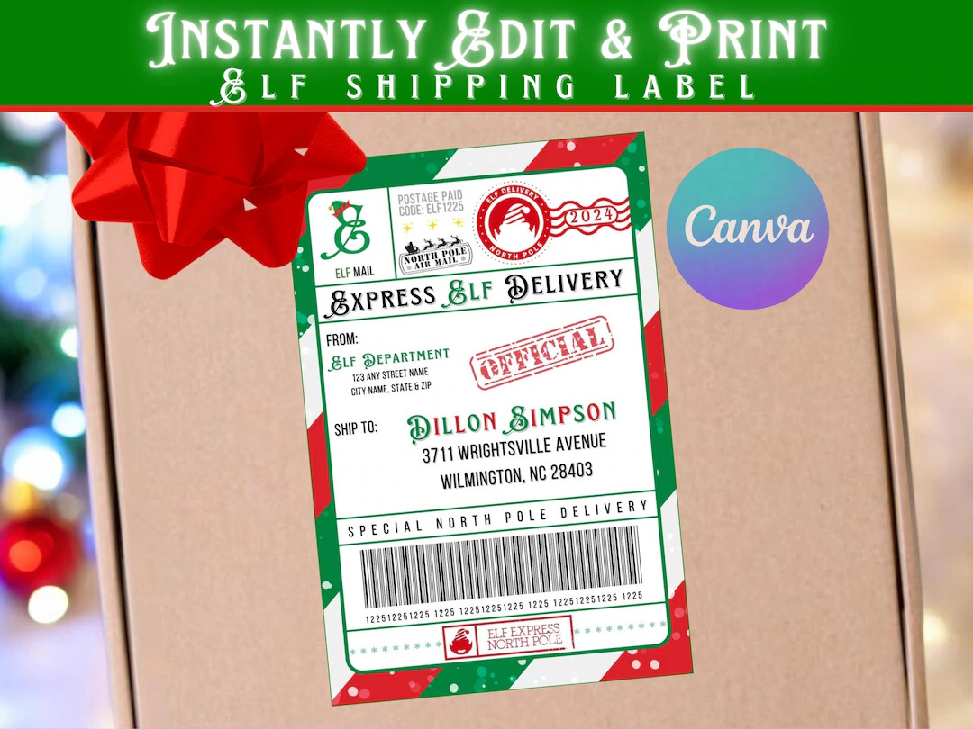 Editable Elf Shipping Label Template: Personalized North Pole Christmas (PDF) Edit for 2025 - Ets... | Etsy (US)