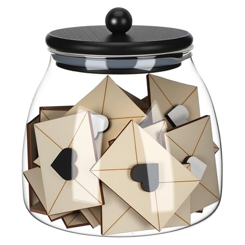 Qinyoung Valentines Day Decor Valentine Mini Wooden Envelope in Jar Farmhouse Rustic Wooden Table Decoration Heart Sweet Envelope Wood Sign Tabletop Centerpiece for Wedding Engagement Gift (Black) | Amazon (US)