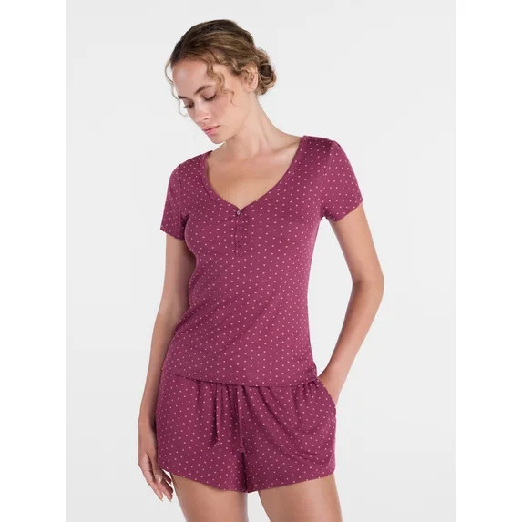 Joyspun Women’s Modal Blend Ribbed Henley Sleep Top, Sizes XS-3X | Walmart (US)