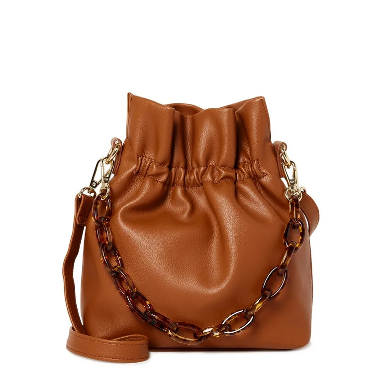 No Boundaries Women's Contemporary Drawstring Crossbody Handbag Cognac | Walmart (US)