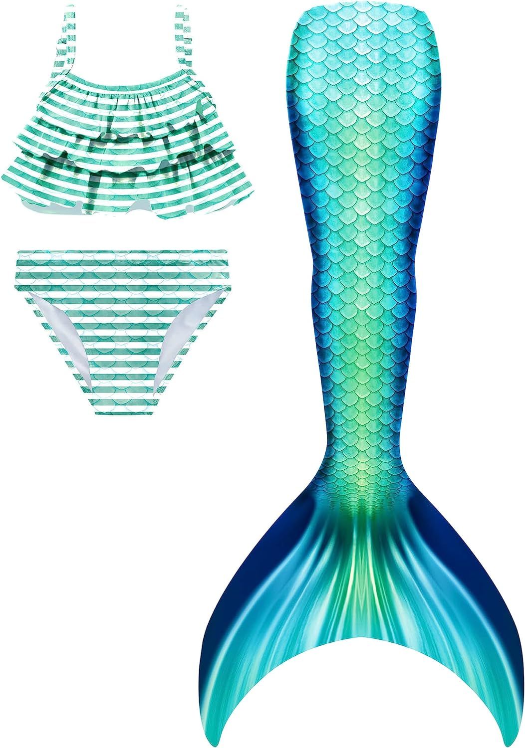 DNFUN Mermaid Tails with Bikini for Girls Mermaid Swimsuit for Kids,Without Monofin | Amazon (US)