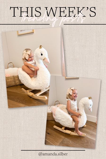 Trending posts this week! P absolutely loves this swan rocker. We bought it for her first Christmas and almost two years later she still loves it. 
Her bow comes in a huge pack with a ton of colors and for under $20! 



#LTKbaby #LTKhome #LTKfamily