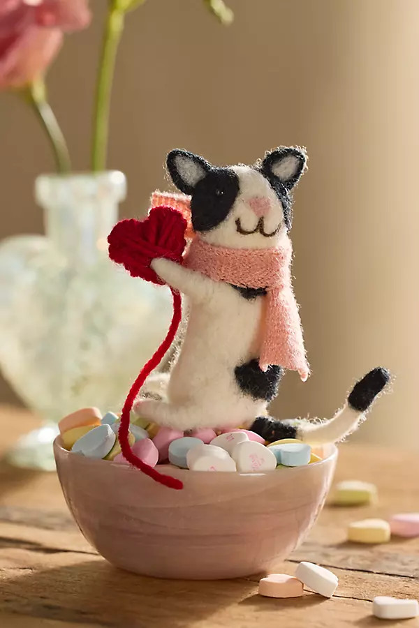 Yarn Heart Cat Felt Critter | Anthropologie (US)