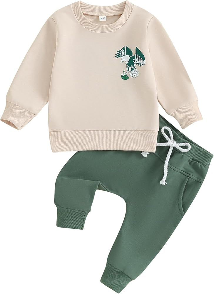 Ehfomius Toddler Baby Boy Football Outfit Sundays Are For the Birds Sweatshirt Pants Set Fall Win... | Amazon (US)