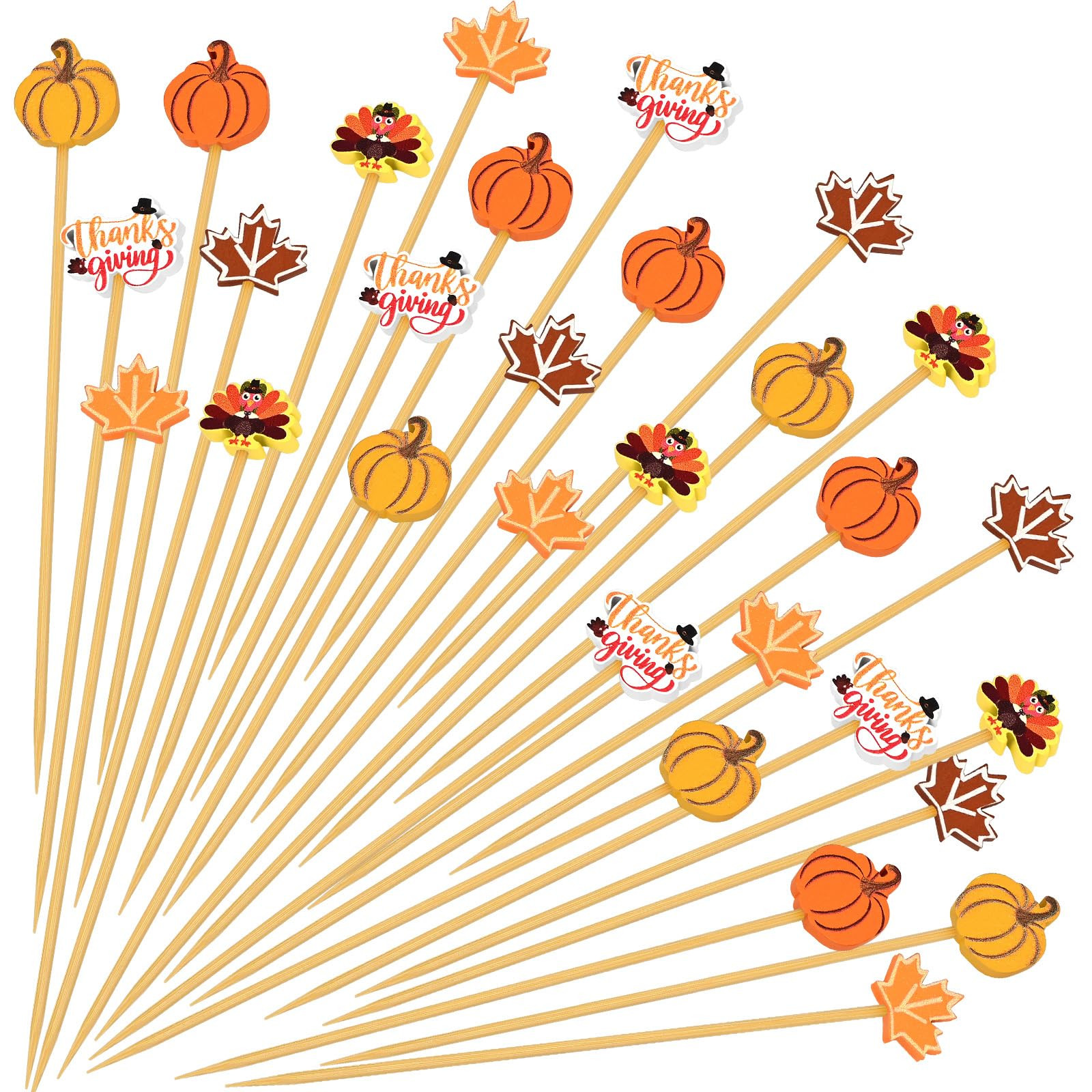 Friendsgiving Cocktail Picks Thanksgiving Toothpicks for Appetizers Bamboo, Fall Drink Fruit Stic... | Amazon (US)