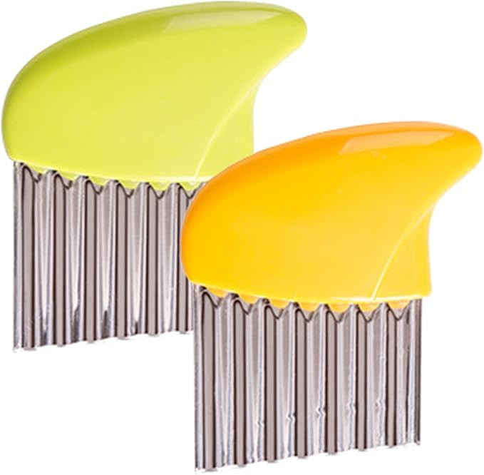 Crinkle-Cutter for Veggies-Salad-Chopper Knife 2Pcs Stainless-Steel-Blade Wavy | Amazon (US)