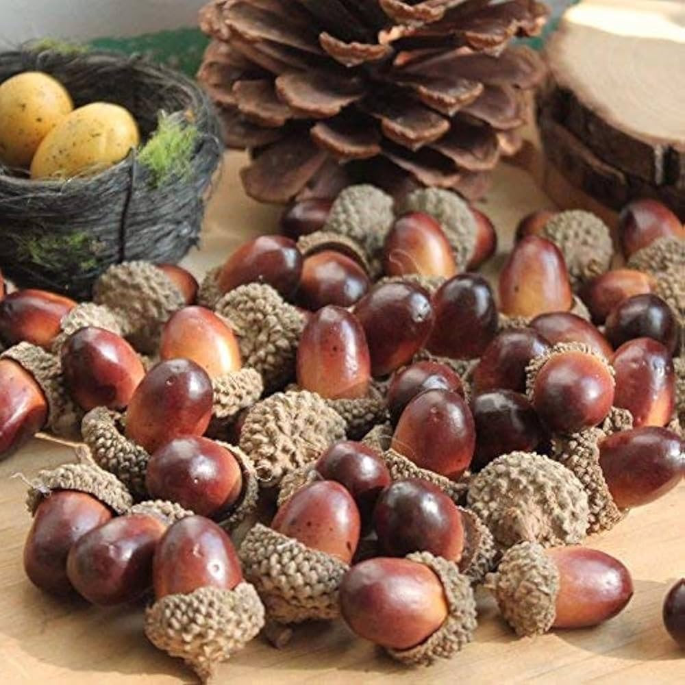 100pcs Simulation Artificial Lifelike Small Acorn with Natural Acorn Cap for DIY Decoration Craft... | Amazon (US)