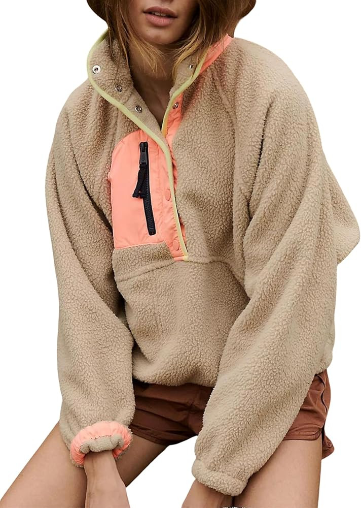 AMEBELLE Women’s Lightweight Fleece Pullover Jacket Cropped Fall Winter Fuzzy Sherpa Jacket Swe... | Amazon (US)