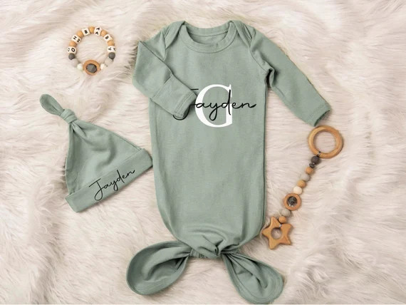 Baby Gown Newborn Gown Baby Shower Gift Knotted Gown - Etsy | Etsy (US)