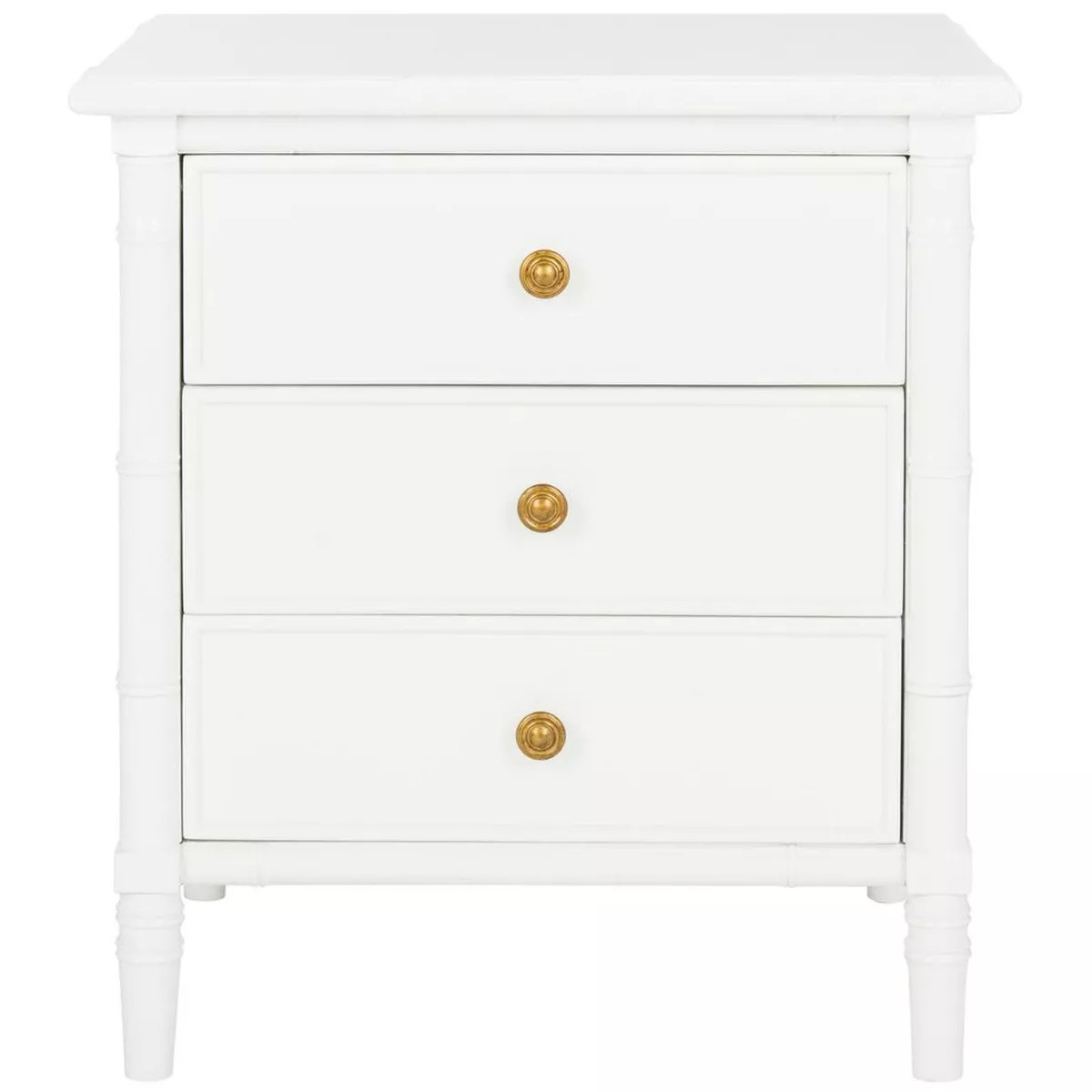 Mina 3 Drawer Nightstand - White/Gold - Safavieh. | Target