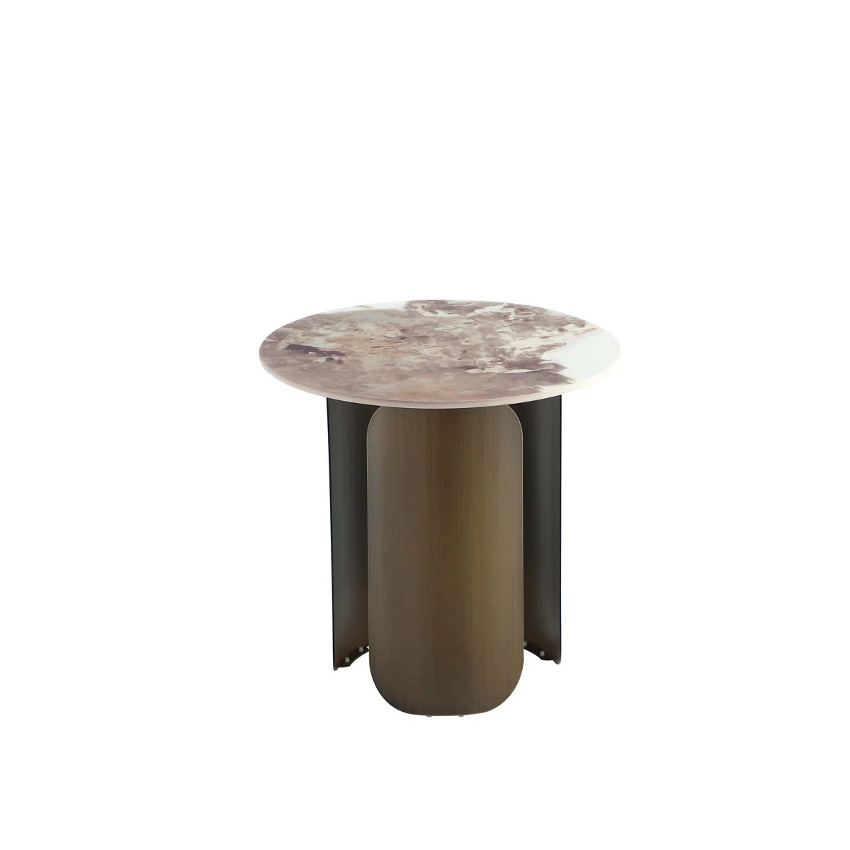 Monica Modern Glam Stainless Steel End Table with Sintered Stone Top in Bronze | Wayfair North America