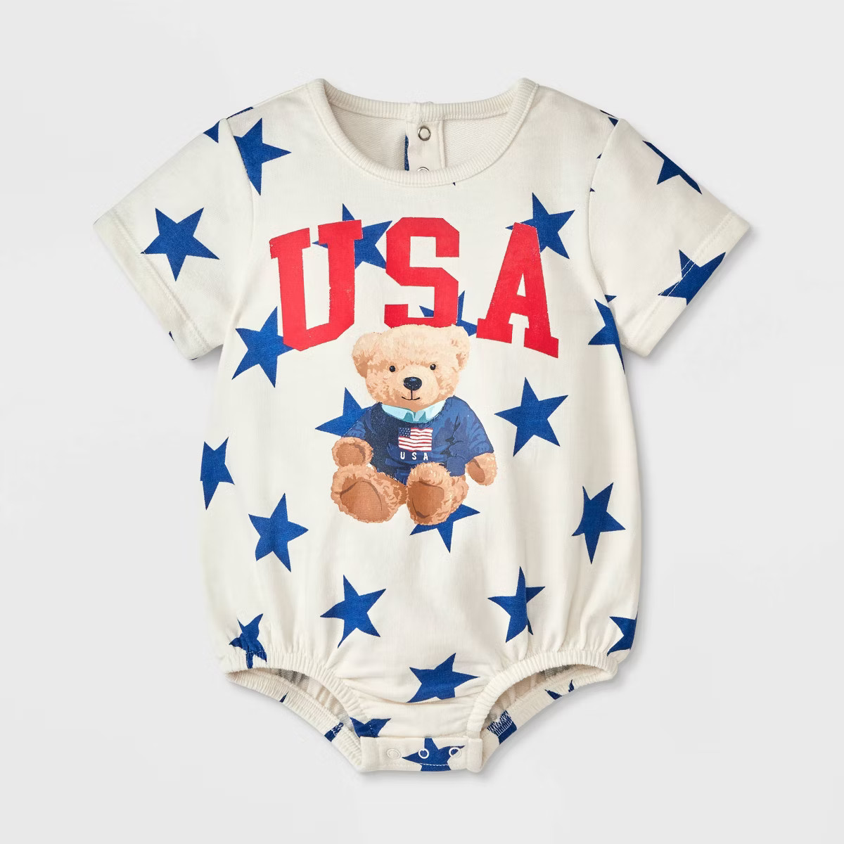 Baby Americana USA Teddy Bear Romper - Blue | Target
