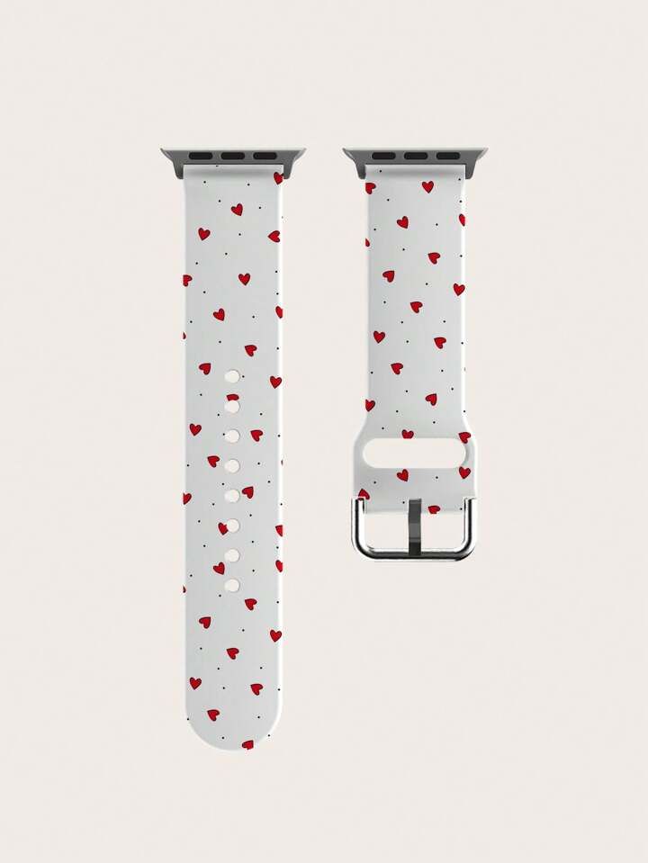 Polka Dots Red Heart Decor Stylish Silicone Watch Band For Both Men And Women, Suitable For Apple... | SHEIN