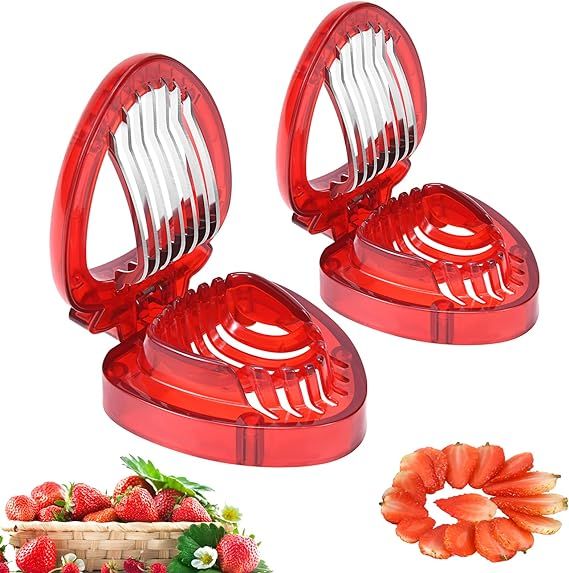 LIFVCNT 2pcs Strawberry Slicer Kitchen Gadget, Strawberry Accessories Fruit Slicer Cutter Set, St... | Amazon (US)