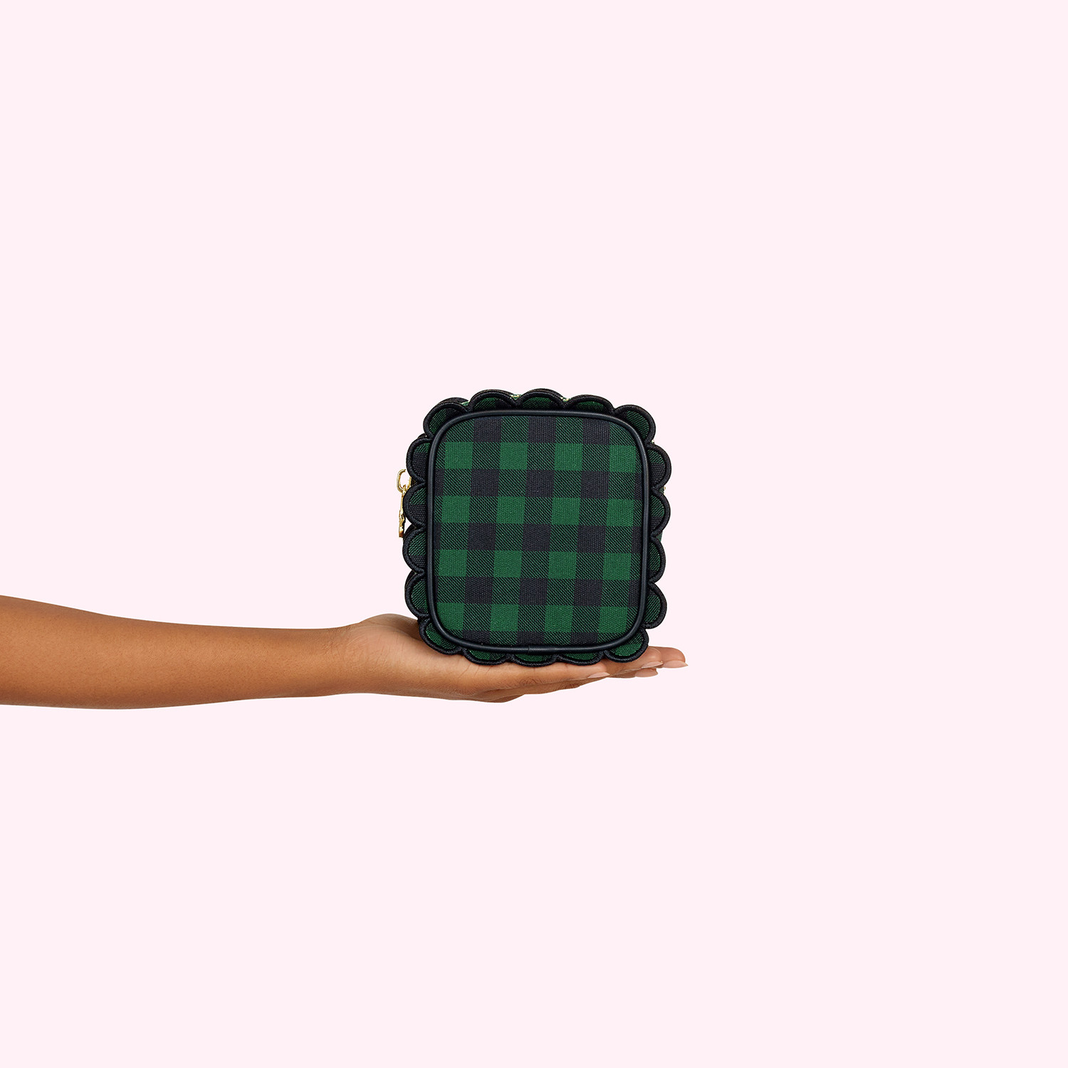 Emerald Gingham Scalloped Mini Pouch | Custom Brown Scalloped Makeup Bag | Stoney Clover Lane | Stoney Clover Lane
