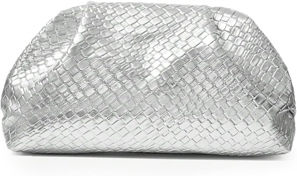 PHILOMENA Women's Woven Evening Bag Vegan Leather Clutch Purse Dumpling Ruched Bag Party Wedding ... | Amazon (US)
