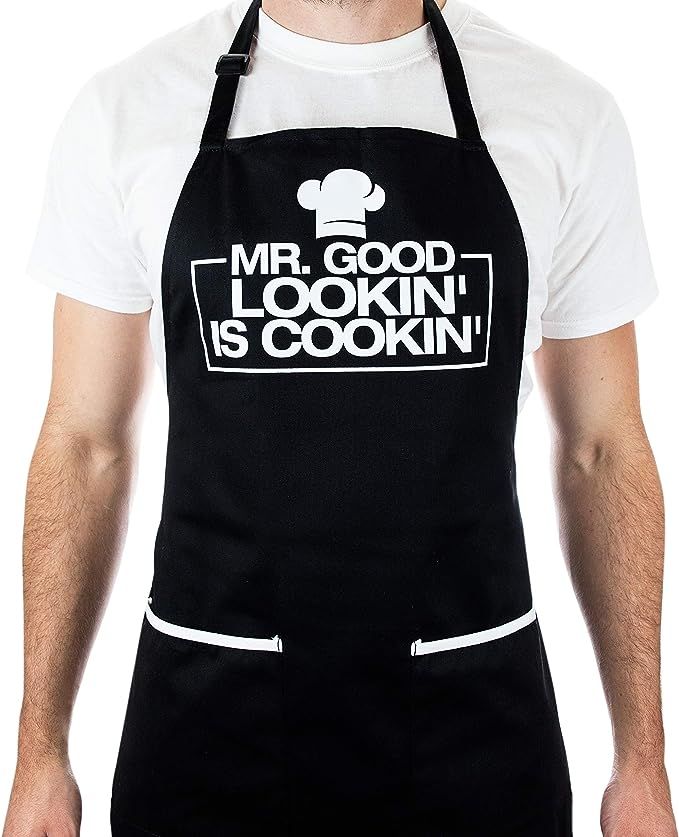 Funny Apron for Men - Mr. Good Looking is Cooking - BBQ Grill Apron for a Husband, Dad, Boyfriend... | Amazon (US)