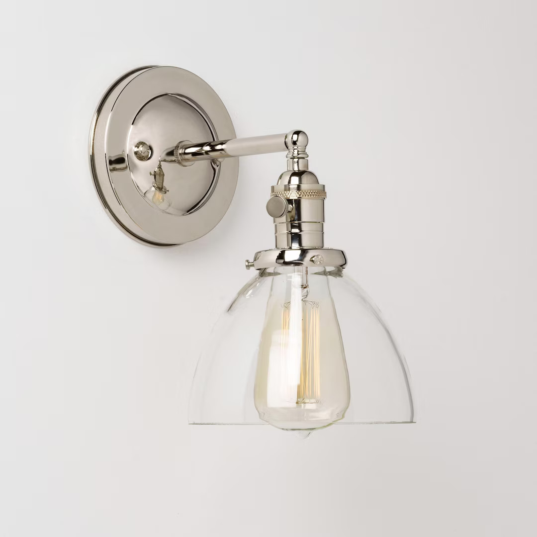 Wall Sconce Lighting With Clear Glass Dome Shade - Etsy | Etsy (US)