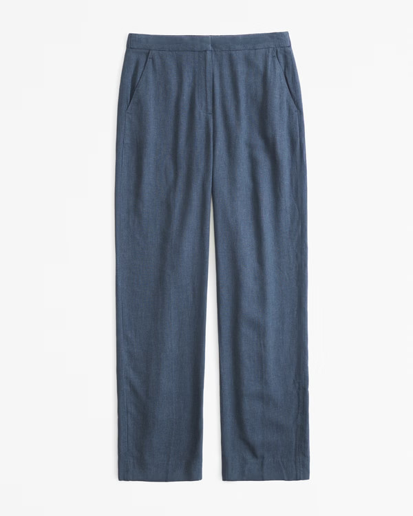 Linen-Blend Tailored Straight Pant | Abercrombie & Fitch (US)