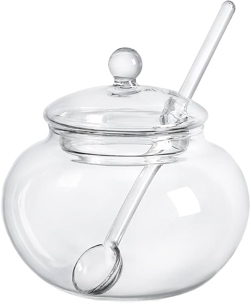 123Arts Clear Glass Sugar Bowl With Lid and Sugar Serving Spoon,8 ounces | Amazon (US)
