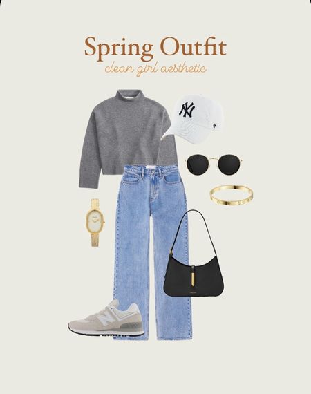 spring outfits, spring outfits 2024, spring outfits amazon, spring fashion, february outfit, casual spring outfits, spring outfit ideas, cute spring outfits, cute casual outfit, date night outfit, date night outfits, black bag, jw pei bag, shoulder bag, vacation outfit, resort outfit, spring outfit, resort wear, gold earrings, black t shirt, black tank top, gold watch, abercrombie jeans, jean, jeans, high waisted jeans, wide leg jeans, new balance sneakers, sunglasses, amazon sunglasses, amazon bracelet, gold bracelet, love bracelet, grey sweater, abercrombie sweater, demellier bag, black shoulder bag, clean girl aesthetic 
