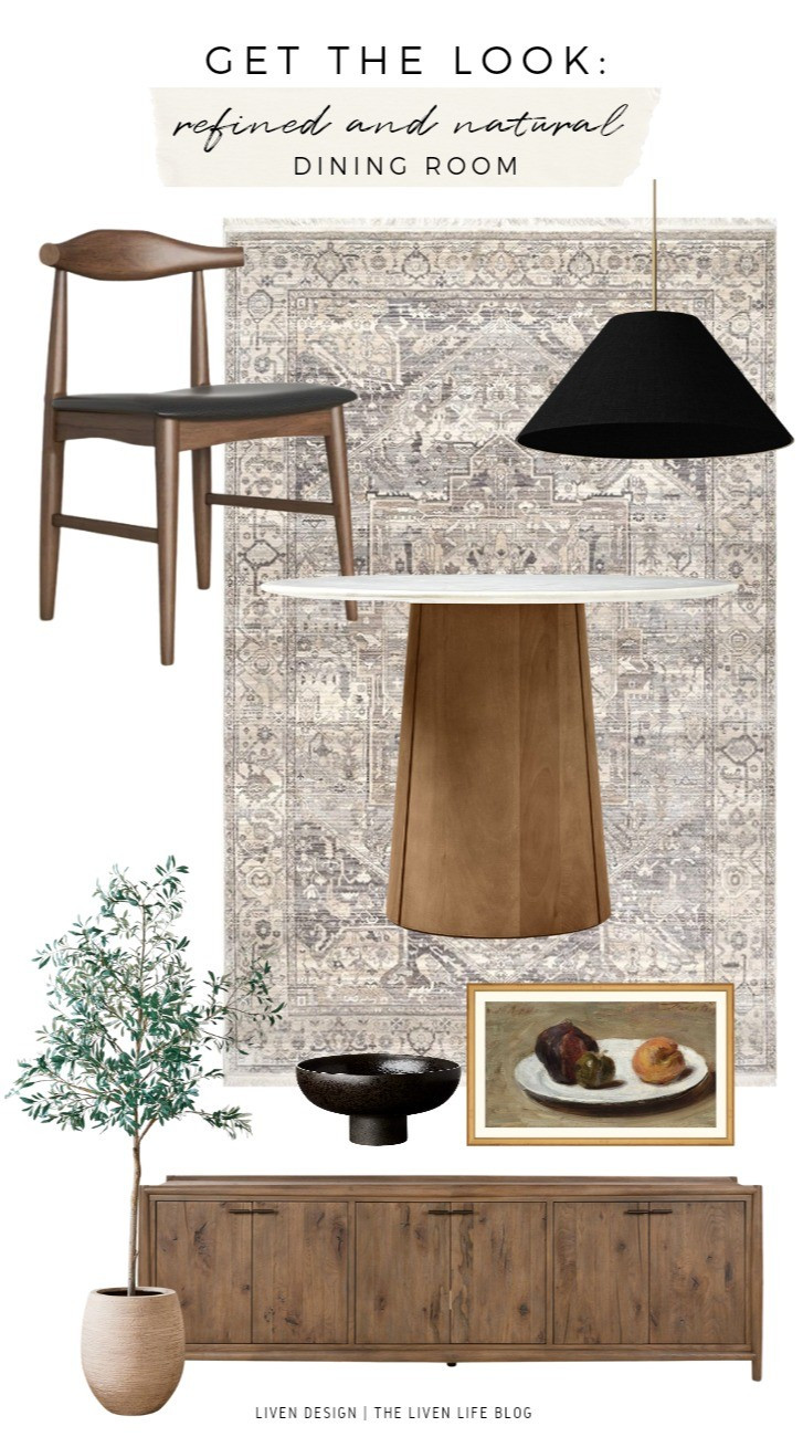 Dining room. Breakfast nook. Still life fruit art. Leather wood dining chair. Pedestal dining table. Traditional vintage rug. Black shade pendant

#LTKSeasonal #LTKHome #LTKSaleAlert