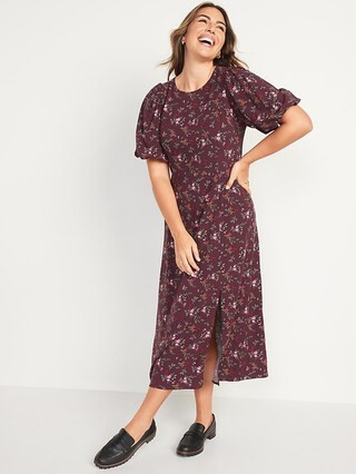Puff-Sleeve Floral Maxi Shift Dress for Women | Old Navy (US)