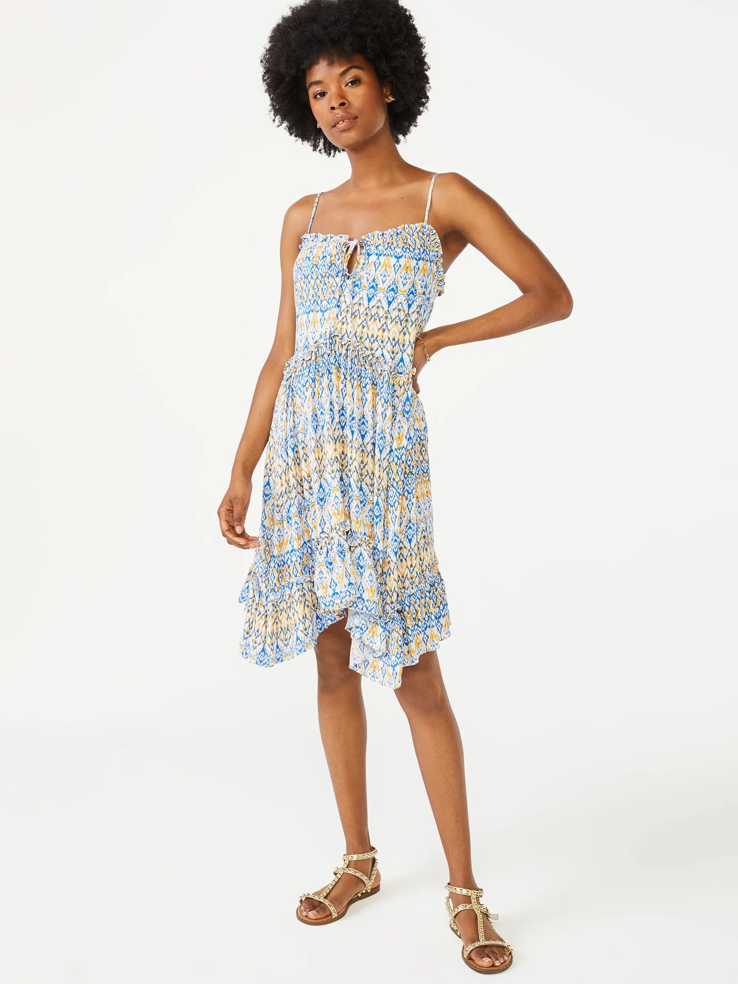 Scoop Women's Sleeveless Ruffle Hem Sundress - Walmart.com | Walmart (US)