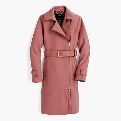 Belted zip trench coat in wool melton | J.Crew US