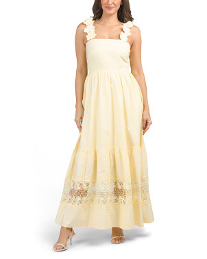 Maxi Dress With Floral Applique Shoulder Straps | Marshalls