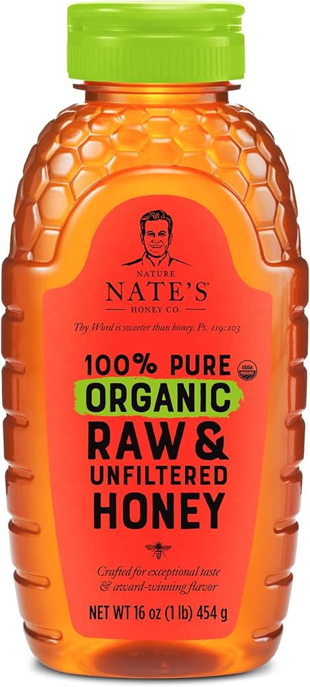 Nate's Organic 100% Pure, Raw & Unfiltered Honey - USDA Certified Organic - 16oz. Squeeze Bottle | Amazon (US)