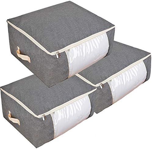 Qozary 3 Pack Large Storage Bags for Comforters, Blankets, Clothes, Quilts and Towels, Better and... | Amazon (US)