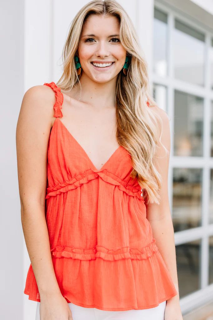 Do What You Like Coral Red Tiered Tank | The Mint Julep Boutique