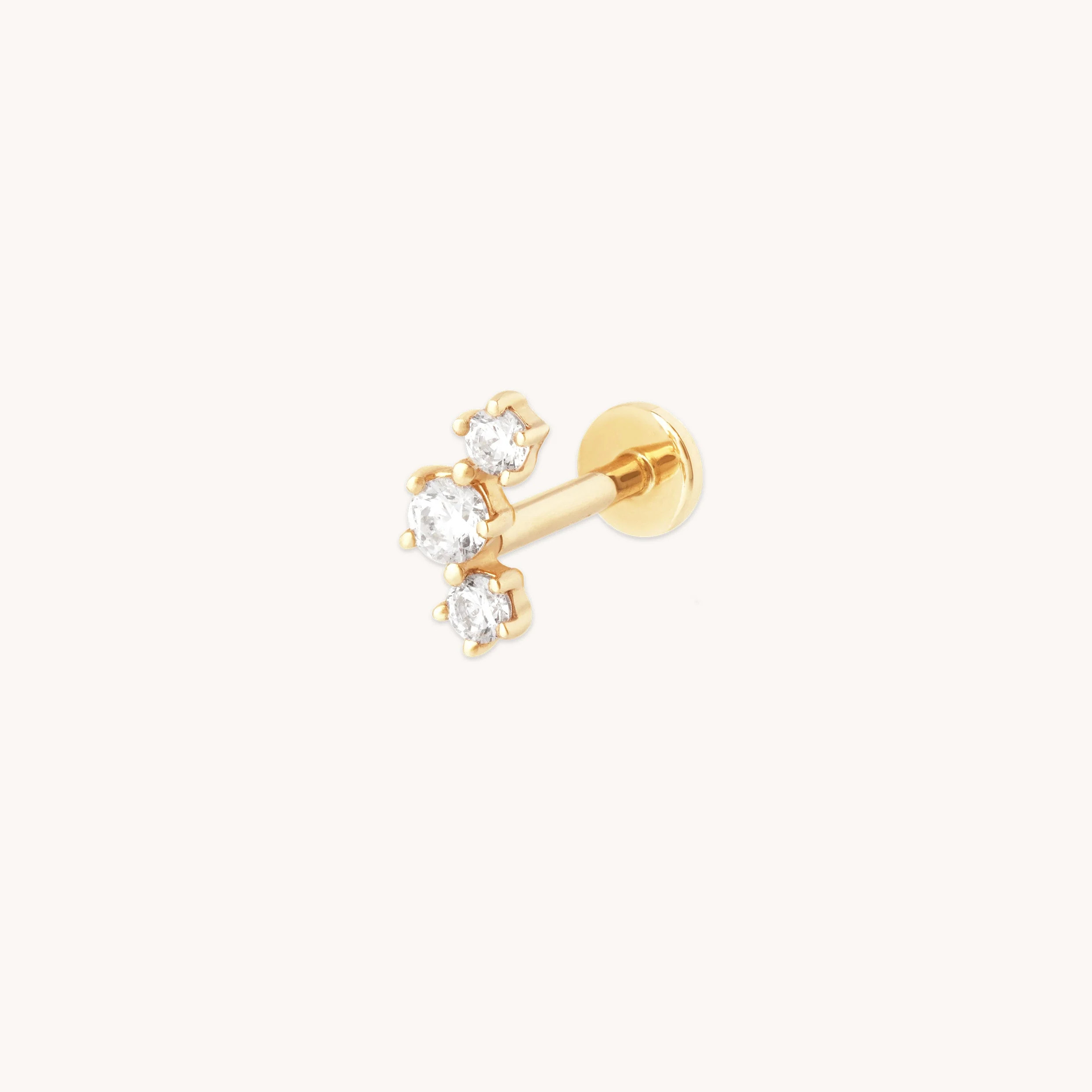 Curved Crystal Solid Gold Piercing Stud | Astrid & Miyu Earrings | Astrid & Miyu US