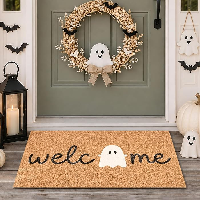 Ghost Welcome Door Mat, Cute Halloween Rug for Front Porch & Entryway | Amazon (US)