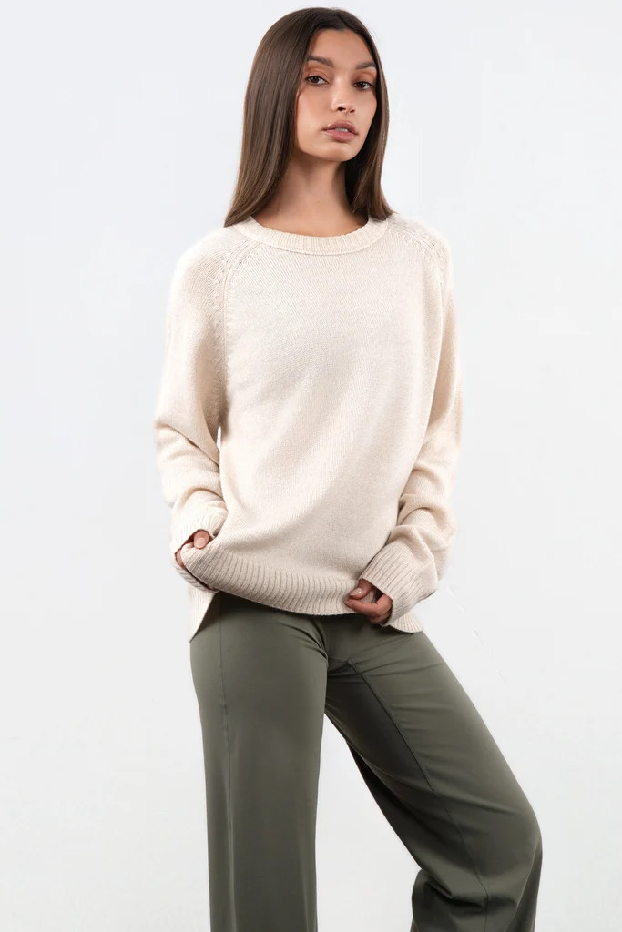 Vitality Knit Oversized Crewneck Sweater - Oatmeal Marl | Vitality