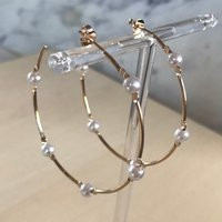 Large Gold Pearl Statement Hoop Earrings, Earrings in 18K Gold-Filled | Etsy (US)